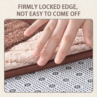 Tapis de bain en velours doux et absorbant, antidérapant, motif feuille, brun rougeâtre, épais, en éponge, pour salle de bain et entrée intérieure