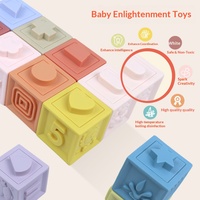 Blocs de construction sensoriels pour bébés, 12 pièces, en caoutchouc souple, chiffres, formes, couleurs, animaux, jouets d'empilage et de construction pour bébés