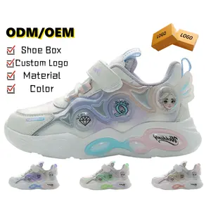 2024 Nieuwe Kindermode Prinses Stijl Sport Sneakers Meisjes Ademende Schoenen Antislip Lichtgevende Kinderen Casual Schoenen