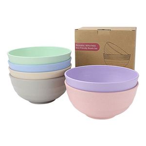 Vaisselle en paille de blé naturelle, écologique, compatible micro-ondes, pour contact alimentaire, bol à riz, ensemble de vaisselle personnalisé imprimé - Product Image 3