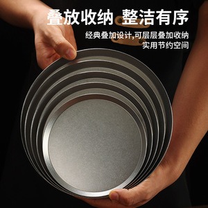 Vintage Stainless Steel Round Plate Industrial Style Barbecue Plate Party Hotel Coffee Use Solid Color Disc - Product Image 4