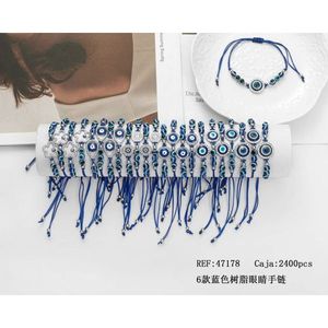 Braccialetti con Occhio in Resina Blu, 6 Stili, Regolabili con Cordoncino, Gioielli alla Moda per Donne, Idea Regalo - Product Image 1