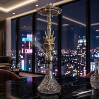Set de Mini Hookah de Acero Inoxidable Estilo Árabe con Acabado Esmerilado, Conexión USB, 1 Manguera, Caja de Regalo para Uso en Bares, Discotecas y Salones