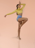 Usine jaune clair crème haut court taille haute pantalon Nylon Spandex confortable vêtements de danse