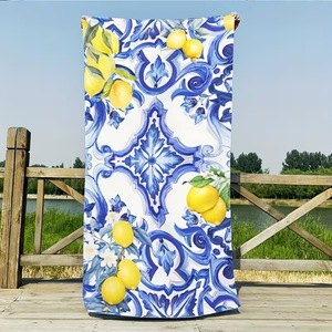Serviette de plage en microfibre à motif tranches de citron, séchage rapide, anti-sable, douce, légère, inaltérable, idéale pour les vacances à la plage - Product Image 5