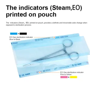 Pochettes de stérilisation à soufflet d'hôpital jetables de stérilisation médicale en autoclave de haute qualité