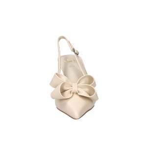 Donna Slingback Pumps Beige 7.5 Cm Heel Size 39 <b>With</b> <b>Bow</b> Detail - Product Image 3