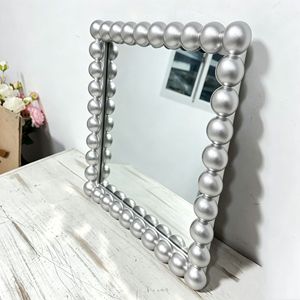Gold Beaded Glass Wall <b>Mirror</b> Modern Minimalist Handmade <b>Lightweight</b> Wooden Frame Rectangular Shape Electricity-Free Living Room - Product Image 5