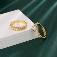 Vente en gros de bagues en cuivre de mode avec zircon AAA, ensemble de bijoux en deux pièces, bagues de mariage en or 18 carats pour femmes