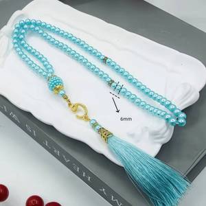 Al por mayor, marca YASEEN 302015, 99 piezas, 6mm, cuentas de resina lisa para oración musulmana con elegantes borlas étnicas. - Product Image 1