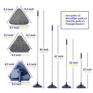 ไม้ถูพื้นสามเหลี่ยมปรับได้พร้อมผ้าถูพื้นหัวหมุนได้360องศาสำหรับทำความสะอาดบ้าน - Product Image 4