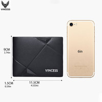 Portefeuilles en cuir véritable VINCESS pour hommes avec RFID, logo personnalisé, porte-cartes en cuir pour homme, sac à main pour homme