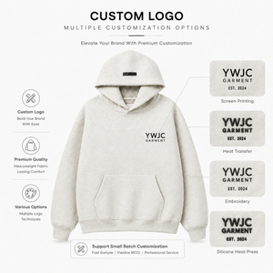Sudadera con Capucha YWJC GARMENT, 430 GSM, Algodón Piqué, Corte Clásico, Transpirable, Absorbe la Humedad, Color Sólido, Ropa de Trabajo para Hombre - Product Image 6