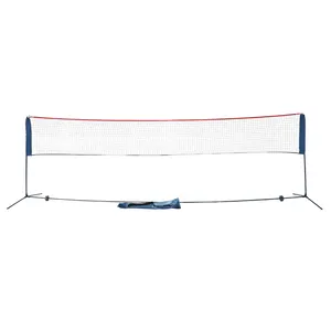 Conjunto de badminton portátil com rede, altura ajustável, equipe portátil, suporte de rede de badminton 17 'x 5'