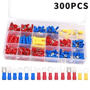 Kit surtido de conectores de crimpado de cable aislado de 300 Uds. Con terminales de cable automotriz de crimpado de <span class=keywords><strong>desconexión</strong></span> rápida a tope de pala de anillo - Product Image 1
