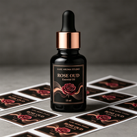 Solution d'étiquettes de parfum personnalisées TEDDY, film transparent BOPP, adhésif doré, étiquettes d'emballage pour flacons