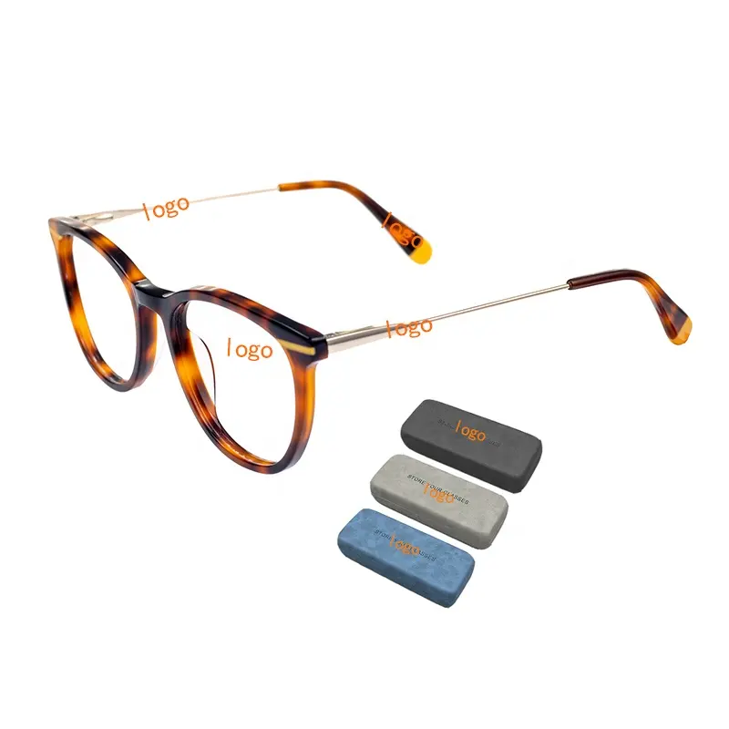 Hengtai Wholesale Oversized Shape Acetate Metal Combined Frame Retro Optical High Quality Eyeglass Frame For Women Men myopia