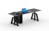 Bureau de direction réglable en hauteur, bureau moderne pour manager, bureau debout avec pieds en A noirs