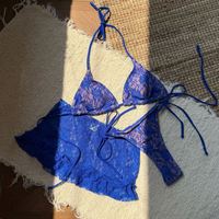 Dropshipping Kant Sexy Holle Doorzichtige Tweedelige Bikini 2025 Nieuwe Mode Spa Strandzwempak Aan Zee