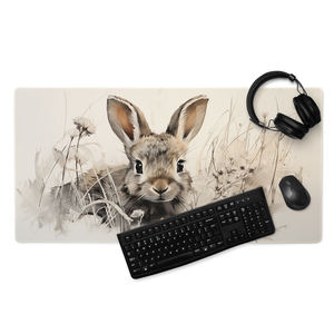 แผ่นรองเมาส์เกมมิ่งลายกระต่ายสีเทา พิมพ์ลายด้วยเทคนิค Dye Sublimation ขนาด 14 x 24 นิ้ว แผ่นรองเมาส์คอมพิวเตอร์ขนาด XXL แผ่นรองเมาส์เกมมิ่งขนาด XXL รูปภาพตามสั่ง - Product Image 3