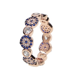 Anillo de banda Eternity de Ojo Turco en Oro Rosa con circonitas brillantes y engaste de circonitas, de alta calidad, precio directo de fábrica - Product Image 1