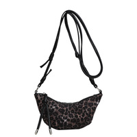 Bolso Bandolera Retro de Mujer con Estampado de Leopardo, Otoño/Invierno 2026, de Poliéster con Cremallera, Correa Única, a la Moda y Combinable con Todo