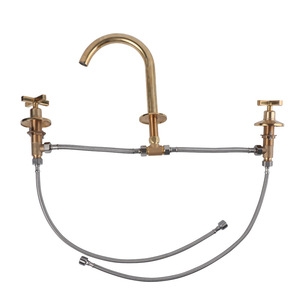 Rubinetto <span class=keywords><strong>miscelatore</strong></span> lavabo in ottone non rivestito, a 3 fori, per montaggio su piano, larghezza 8 pollici, per bagno - Product Image 2