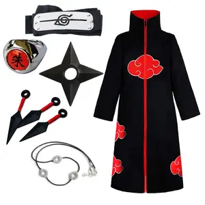 Japan Anime Cosplay-Jacke Uchiha Trench Comics Akatsuki Ninj Akatsuki Kostüm Windstopper-Mantel Narut0 Umhang für Erwachsene Kinder