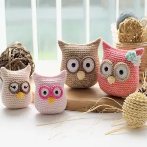 Sevimli tığ baykuş aile tığ anne ve bebek baykuş Amigurumi baykuş oyuncak