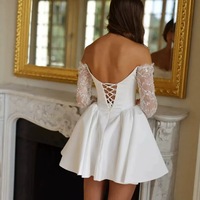 S3799N Nouvelle Robe de Mariée Sans Bretelles Tendance 2026, Courte en Dentelle, pour Cérémonie en Extérieur et Photographie de Voyage