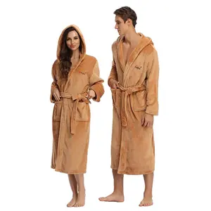 Paare Fleece Bademantel Robe Pyjama weiche und warme Winter Flanell Samt Bade mäntel