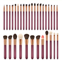 Set Kuas Make Up Profesional 32 pcs Bulu Sintetis Gagang Kayu Laris Manis, Logo Custom, Kualitas Tinggi