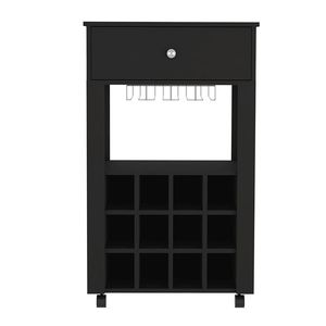 Carrito De Bar DB Bañamon, Twelve Wine Cubbies, Cuatro Patas, Acabado Wengue Negro - Product Image 4