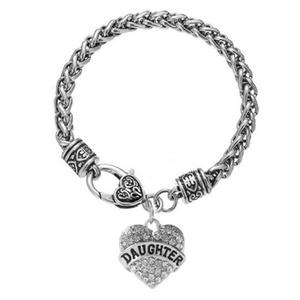 Pulsera personalizada de aleación de Zinc, colgante de corazón de cristal para maestro/mamá/hermana, para regalo - Product Image 6