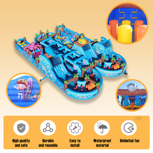 Parque Infantil Inflable para Niños, Gran Oferta, Parque Temático Inflable Comercial para Exteriores, Castillos Hinchables Azules, Pista <span class=keywords><strong>de</strong></span> Obstáculos - Product Image 4