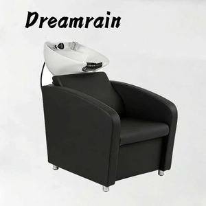 Luxury Black Leather Full Hair Salon Furniture Set Barber Cutting Chair Backwash Shampoo Chair LED <b>Mirror</b> Side Cabinet For Salon - Product Image 3