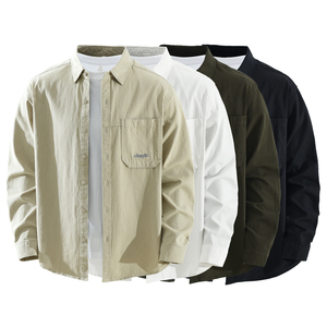 Chemises décontractées pour hommes en coton, confortables, à manches longues et boutonnées, disponibles en gros pour usage quotidien/bureau (OEM disponible) - Product Image 2