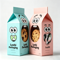 Boîte d'emballage en papier pour biscuits et gâteaux avec fenêtre, design personnalisé avec logo, mignonne, pour biscuits pour enfants, pâtisserie, dessert, boîte en carton