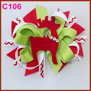 Fiocchi per Capelli a Tema Renna per Natale, Accessori per Capelli per Bambini con Naso Rosso, Clip per Fiocco a Forma di Renna - Product Image 3