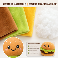 Peluche personnalisée en forme de hamburger, jouet en peluche doux, vente en gros, fabricant d'animaux en peluche, conception personnalisée, directement de l'usine, OEM ODM, logo