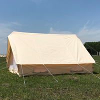 Tente cabane en toile de coton imperméable et anti-moisissure Glamping Luxury Folding Cotton Double doors Family House Tent for wild camping