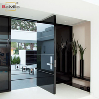 Porte d'entrée pivotante personnalisable, extérieure, sécurisée, en aluminium noir et acier, antivol, étanche, pour appartement, extérieur, ignifuge