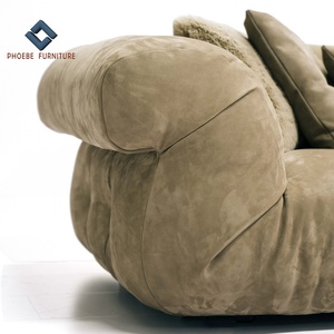 Nubuck โซฟาหนังแท้นุ่มลายไม้, ชุดโซฟาขนห่านแบบแยกส่วนพร้อมเอฟเฟกต์ผ้านวม - Product Image 5