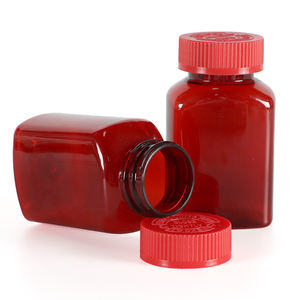 Custom Red Square PET Jar 100ml 120ml 150ml Glossy Finish with Tamper Proof Seal for Medicine <b>Packaging</b> - Product Image 2