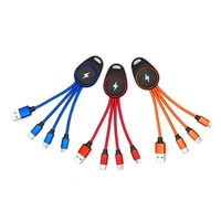 Cable de Carga LED 3 en 1 con Llavero, Regalo Premium |   Gadget Promocional con Logotipo Luminoso |   Cargador Portátil Universal
