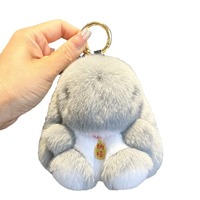 Porte-clés de voiture et pendentif de sac en peluche lapin Rex mignon, style dessin animé