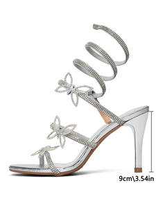 <span class=keywords><strong>Sandalias</strong></span> <span class=keywords><strong>de</strong></span> Tacón Alto con Correa en el Tobillo y Adorno <span class=keywords><strong>de</strong></span> Mariposa con Pedrería, para Mujer, Verano, Aire Libre, Sexy, 9 cm, Plata/Negro/Dorado/Champán - Product Image 6
