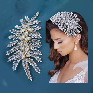 Vente en gros de filet de visage en strass <span class=keywords><strong>Voile</strong></span> Casque de mariage en cristal Cage à oiseaux Voiles de bandeau en maille pour mariée - Product Image 5