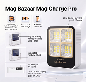 Linterna Solar Recargable MHF02, Linterna LED Impermeable IP65 para Camping, Soporte Magnético, Banco de Energía, Senderismo, Emergencias, GaN - Product Image 3