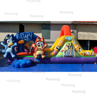 Nouvelle château gonflable bleu commercial avec toboggan et obstacles, château gonflable pour enfants, trampoline gonflable pour fête